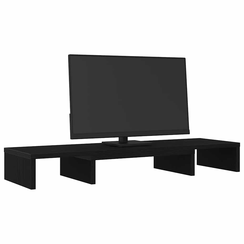 Monitor Stand Adjustable Black Oak Look 80x24x10.5 cm