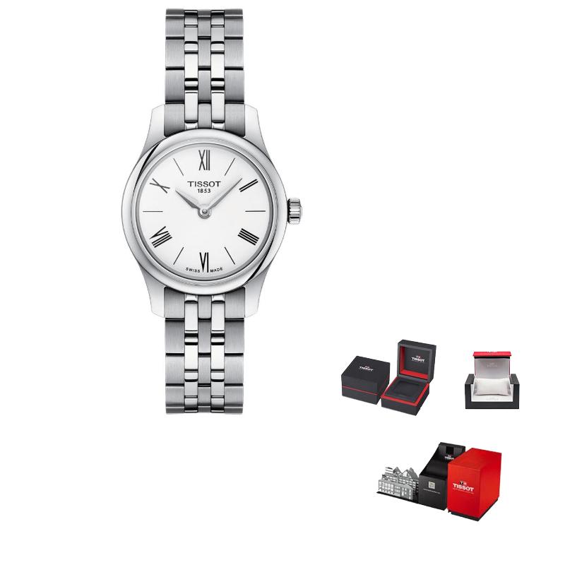 Tissot Junya Collection Кварцевый механизм 30м Водонепроницаемость Женские часы 25мм Белый циферблат T063.009.11.018.00