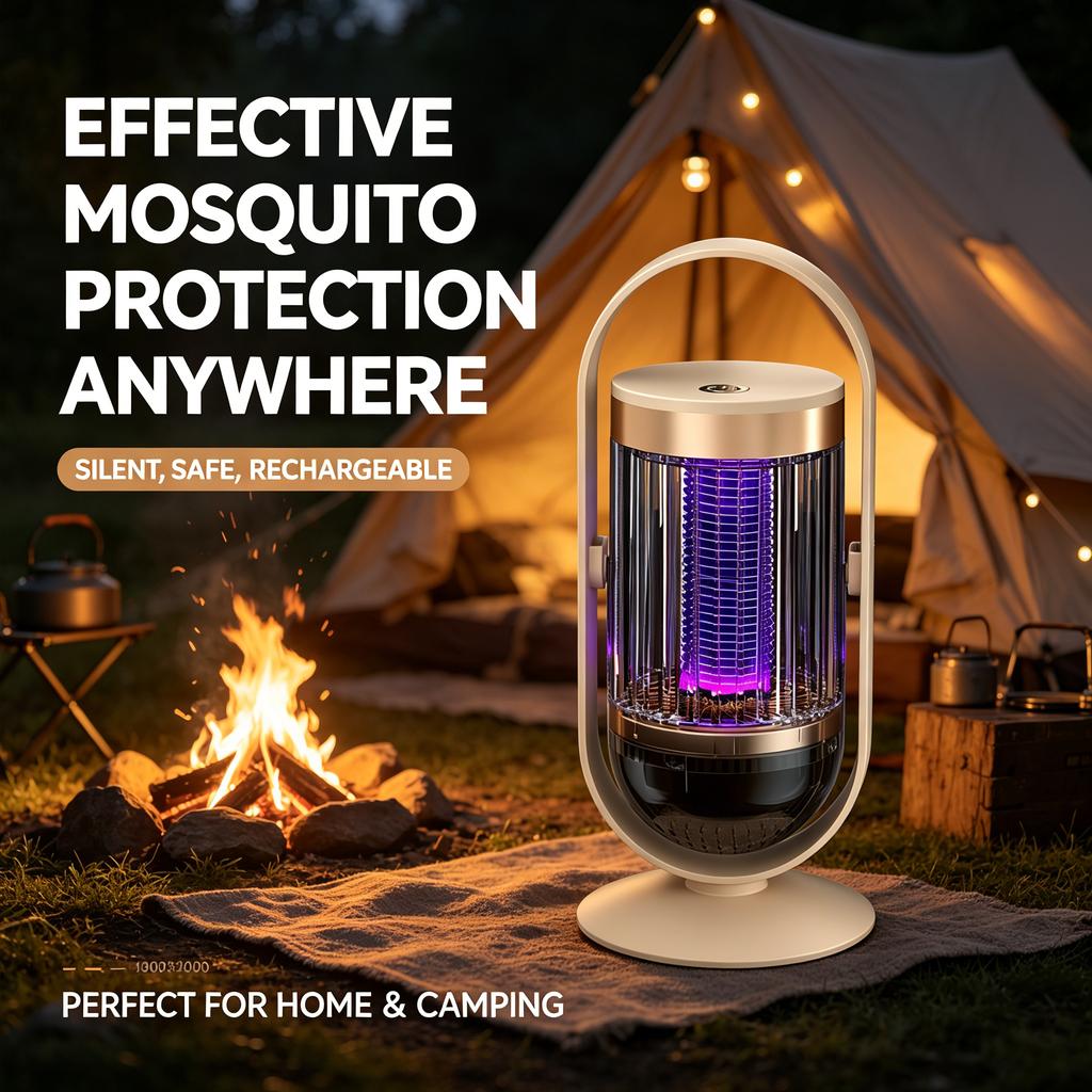 Lámpara antimosquitos recargable para camping, interior y exterior, silenciosa y segura para bebés