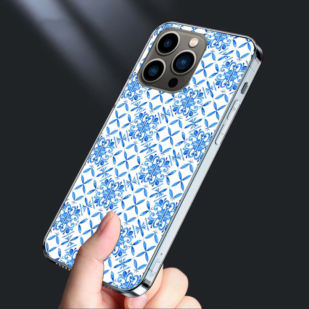 Сине-белый фарфоровый узор Чехол для телефона Для iPhone 16E 15 Pro 14 Plus 17E 16 17 Pro Max Air 11 12 13 Mini Ударопрочный Capa Cut