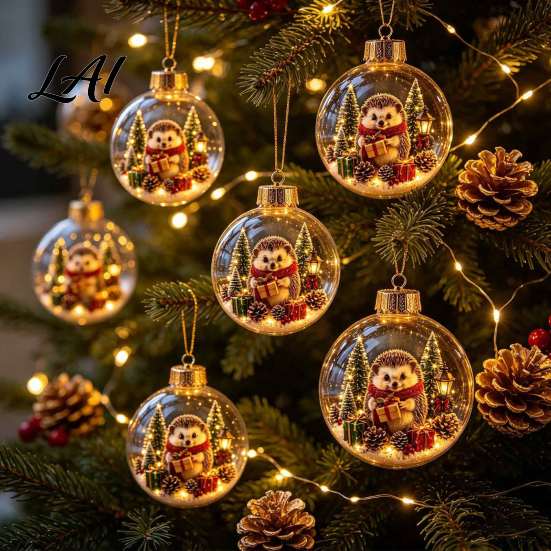 Unique Christmas Gift Ideas Glowing Story Ornament Light-Up Ball Hanging Decor with Warm LED Light Seasonal Party Mini Holiday Scene 3D Acrylic