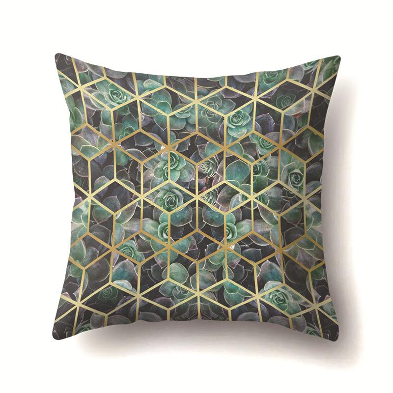 Ins Marble Polyester Pillowcase Car Decoration Home Printed Car Waist Cushion Pillowcase Pillowcase Car Decoration