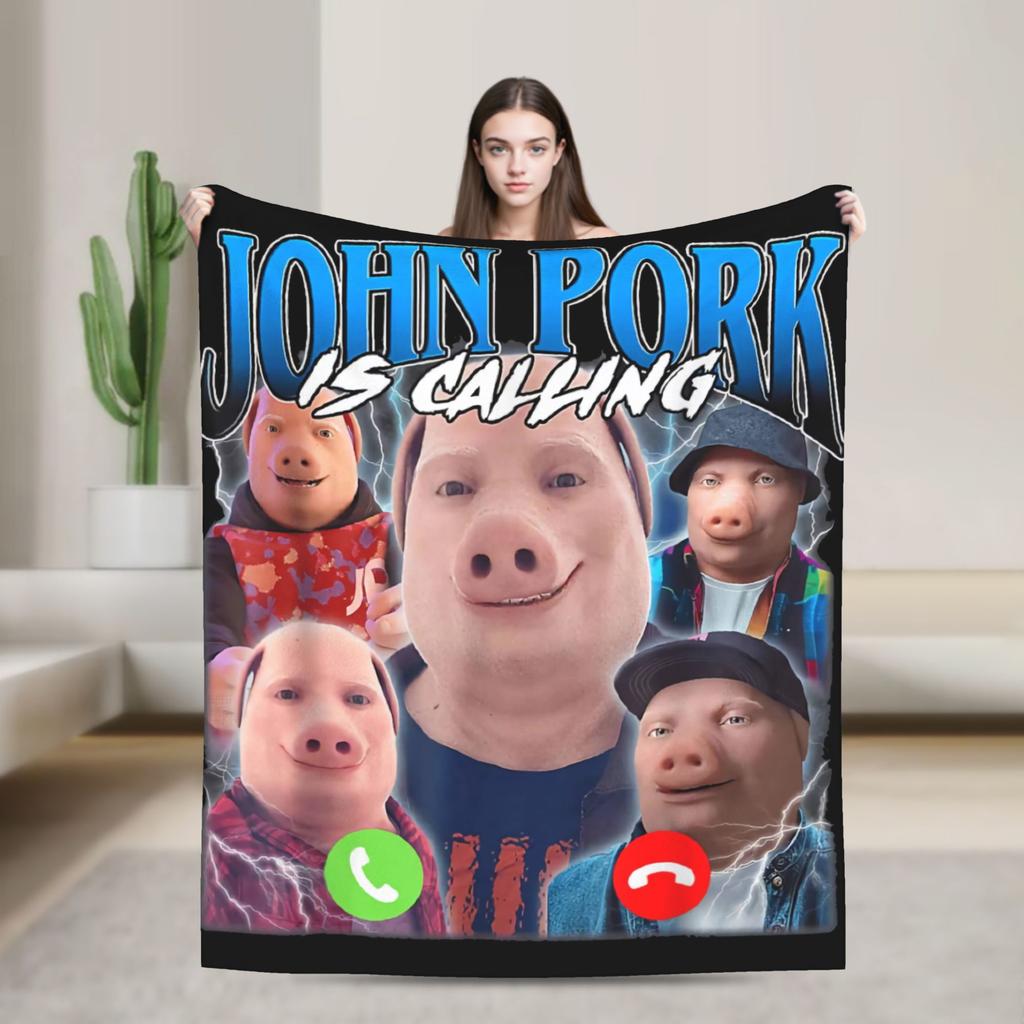 Смешное Супер Теплое Одеяло John Pork Студенческое Плюшевое Одеяло Пушистое Одеяло для Дивана Кровати Фланелевое Покрывало Накидка на Диван-Кровать