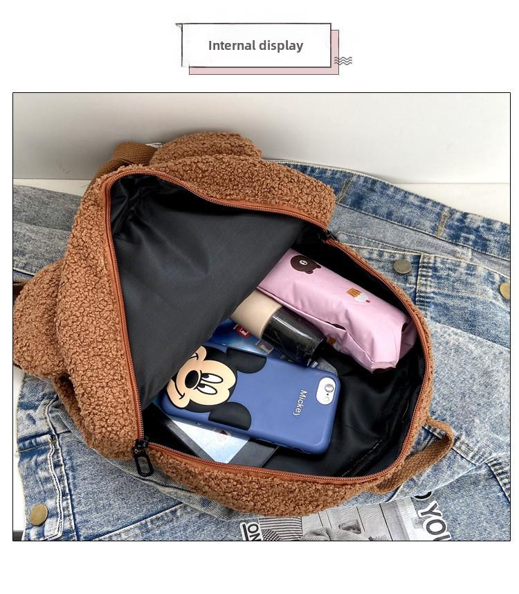 Женский рюкзак с плюшевыми ушками медведя — милая, модная сумка на осень/зиму для девочек и мам