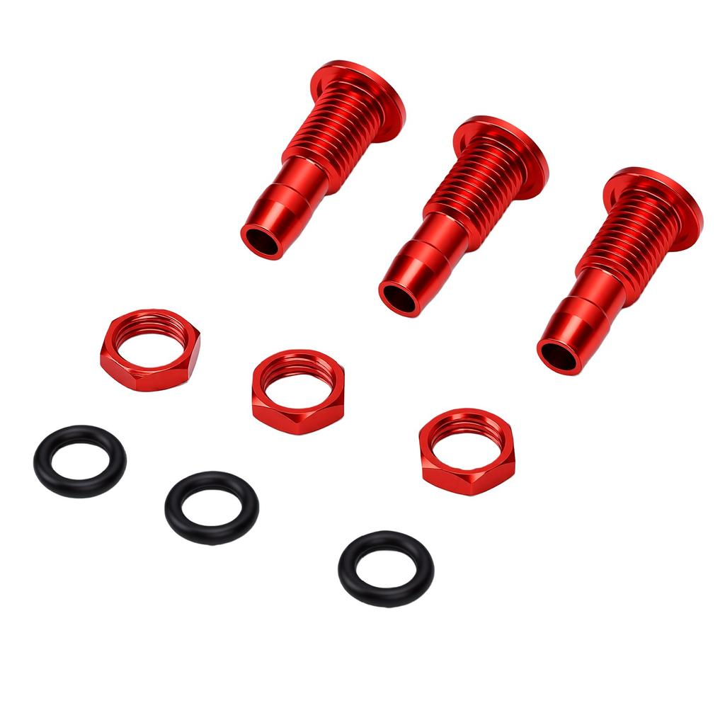 3 Set Water Outlet Faucet Drain Spout Connector Aluminum Alloy Water Outlet Nozzle for RC Boat Cooling System M8 Red