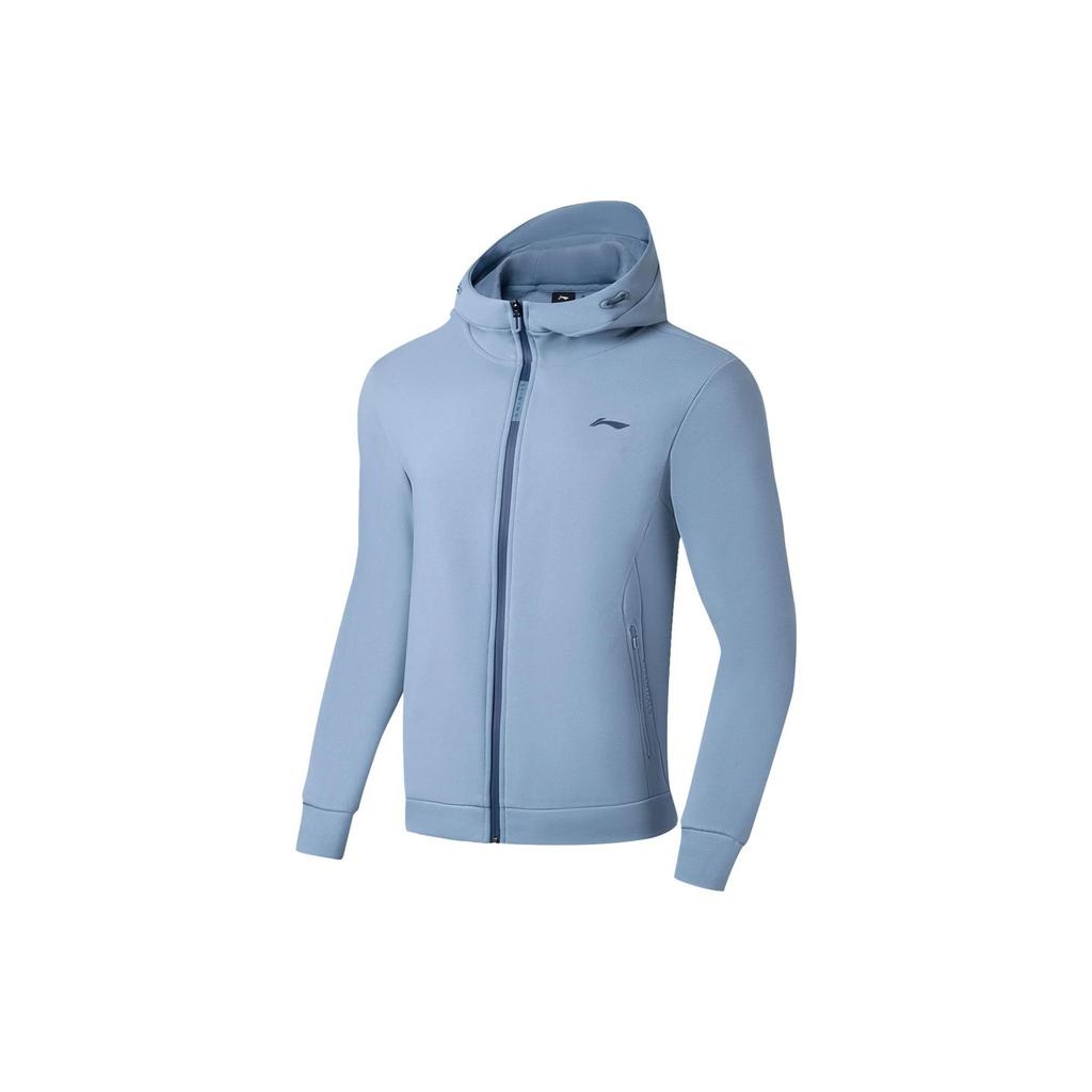 Li-Ning Fitness Series Logo Print Zip-Up Sweatshirt With Stand Collar Men Tops Blue AWDSA61-3