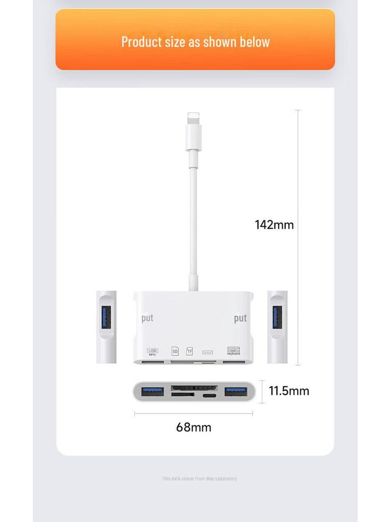 Biaz Lightning Port OTG Multi-Function Converter for U Disk, TF/SD Card, and Charging Support