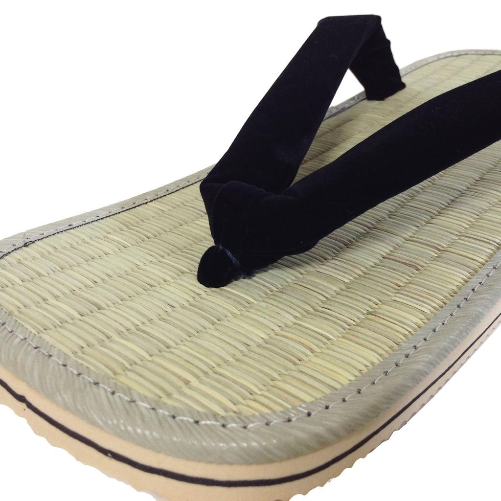 Гэта Эдотен из травы игаса с губчатой подошвой, удобные для ног, большого размера 4L 30 см. Сандалии, подошвы, задник, черный, (3XL),