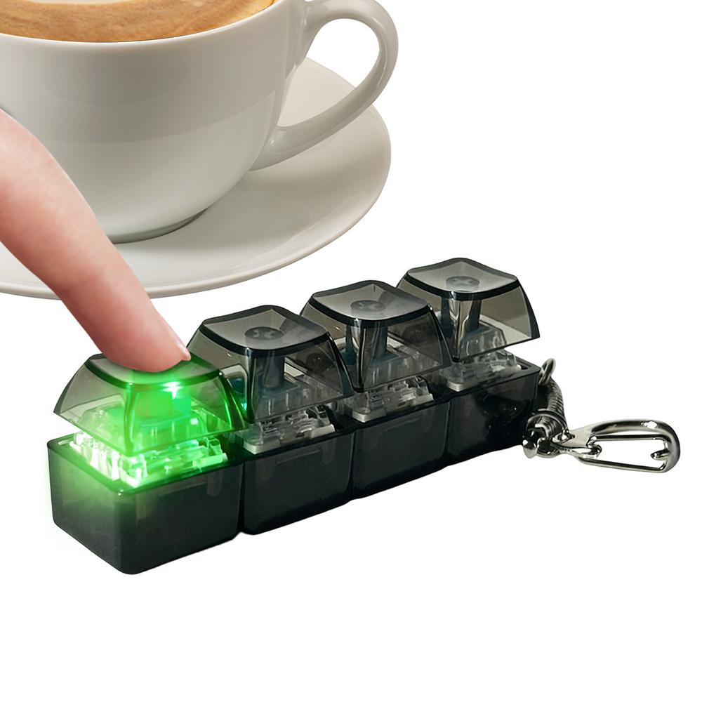 Fidget Toys LED Keyboard Keychain Crystal Clicker Sensory Toy for Stress Relief Keyboard Keychain Fidget Gadget for Adults Kids