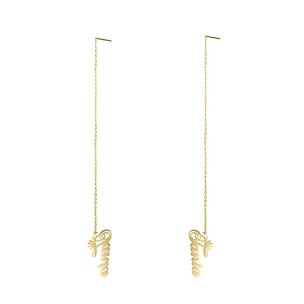 Серьги Sherman Custom Name Linear Threader с длинными кисточками и буквами, женские ювелирные изделия из нержавеющей стали