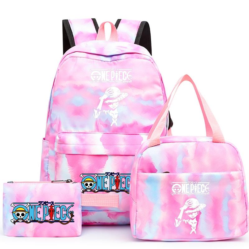 Цельный рюкзак в стиле аниме, 3 шт./компл., рюкзак Back To Schoobag с сумкой для обеда для девочек и мальчиков, студенческая сумка для книг, мужская и женская дорожная сумка Mochila