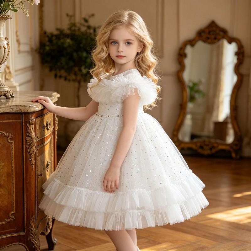 Girls Princess Dress Flower Tulle Party Gown Sleeveless Toddler Little Girl Birthday