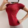 Модные однотонные беговые повседневные футболки для йоги женские с коротким рукавом спортивные узкие футболки для йоги летние сексуальные тонкие фитнес-йога женская одежда 24411