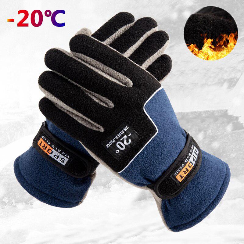 -20℃ Зимние теплые флисовые перчатки мужские термостойкие перчатки для езды на велосипеде снег толстые флисовые варежки для мужчин зимние виды спорта ветрозащитные перчатки