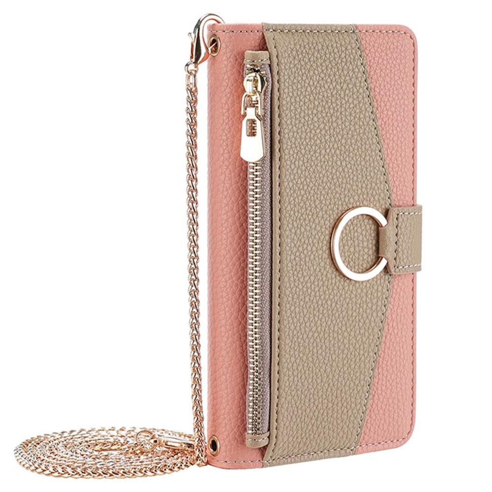 For Samsung Galaxy S25+ Case Mirror Wallet Leather Phone Cover with Chain Shoulder Strap