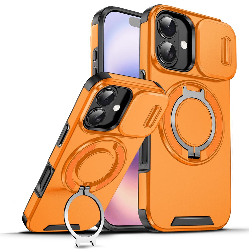 KEYSION Чехол для телефона с вращающейся на 360° подставкой-кольцом для iPhone 17, силикон+ПК, сдвижная защита камеры, магнитная противоударная задняя крышка