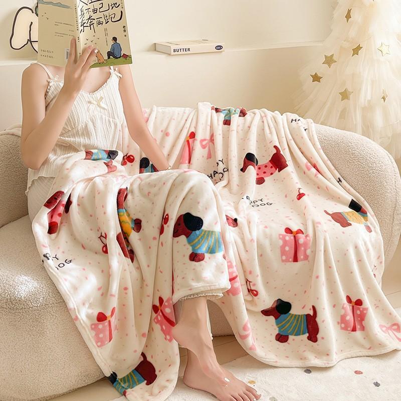 Christmas Flannel Fleece Throw Blanket Thickened Geometric Home Sofa