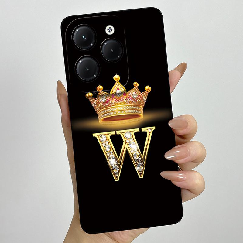 Чехол для Infinix Hot 40 Pro 40i Корона Буква Funda Мягкая Жидкая Силиконовая Задняя Крышка Для Infinix Hot40 Hot40i 40Pro Бампер Оболочка