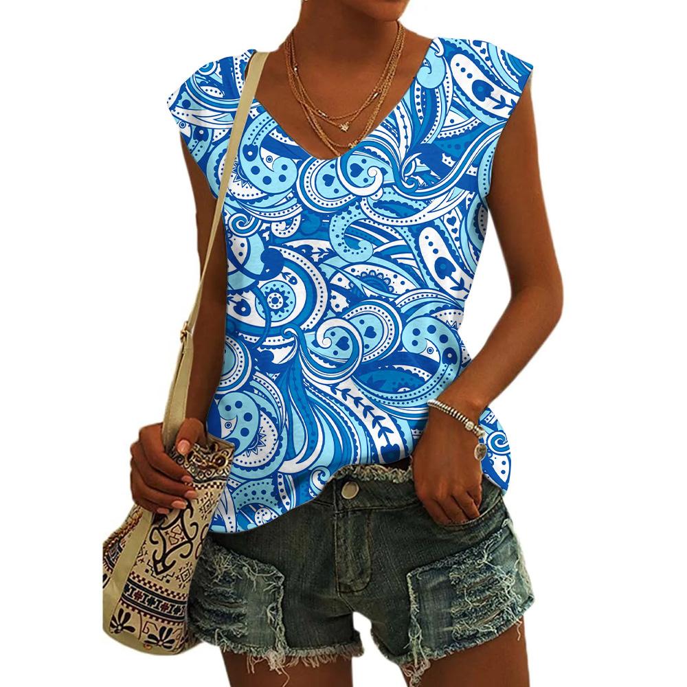 Летний винтажный цветочный тотем 3D принт майки женские уличные свободные V-образный вырез жилет без рукавов с открытыми плечами женская майка