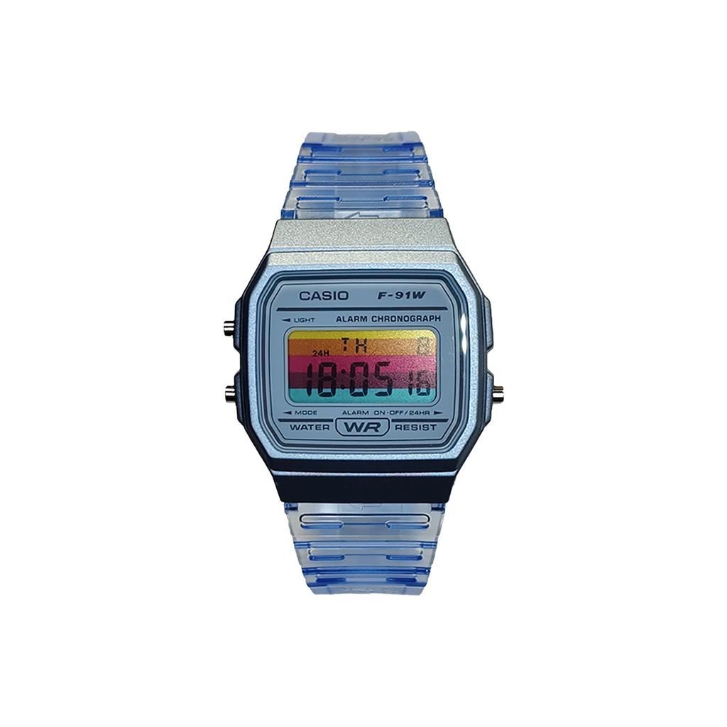 Casio Часы с кварцевым механизмом и полимерным ремешком из коллекции Custom Collection Мужские часы Синий циферблат F-91WS-2(Watch5--)
