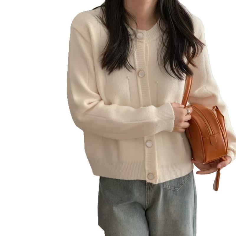 Кардиган из бисерной вязки для тяжелой промышленности, новый весенний, темпераментный, с продвинутым чувством, свободная куртка-свитер для женщин