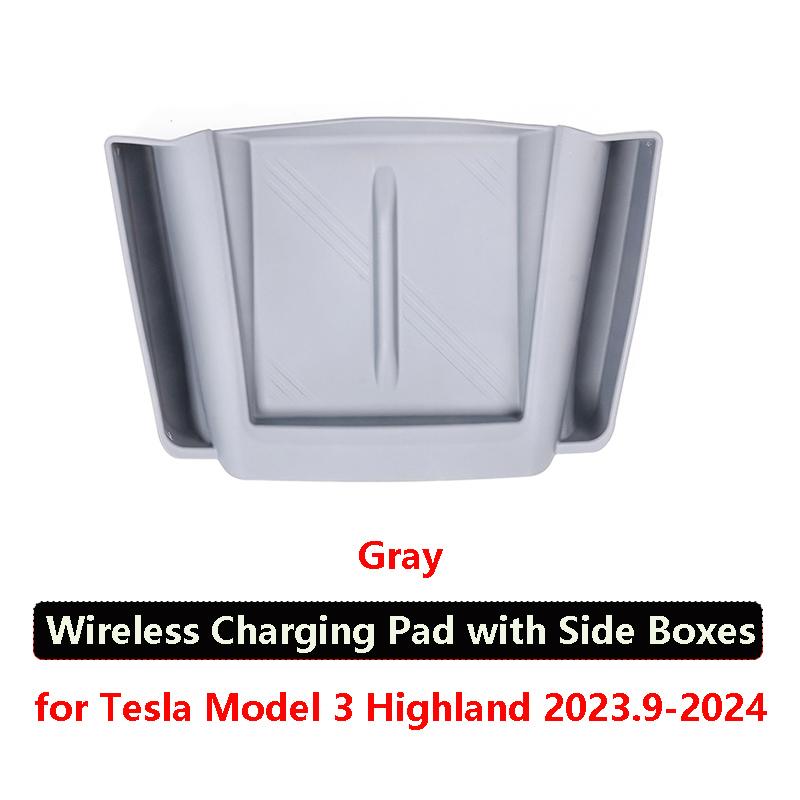Для Tesla Model 3 Highland 2024 беспроводной зарядный защитный коврик с коробкой для хранения силиконовый водонепроницаемый коврик держатель для телефона и очков