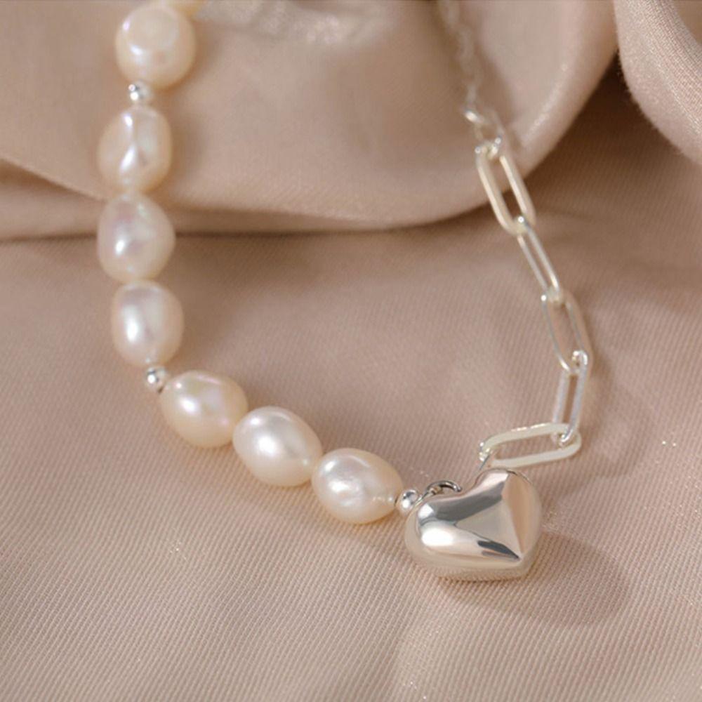 Fashion Jewelry Women Bracelet Adjustable Heart Shaped Bracelet Sweet Pearls Bracelet  Girls