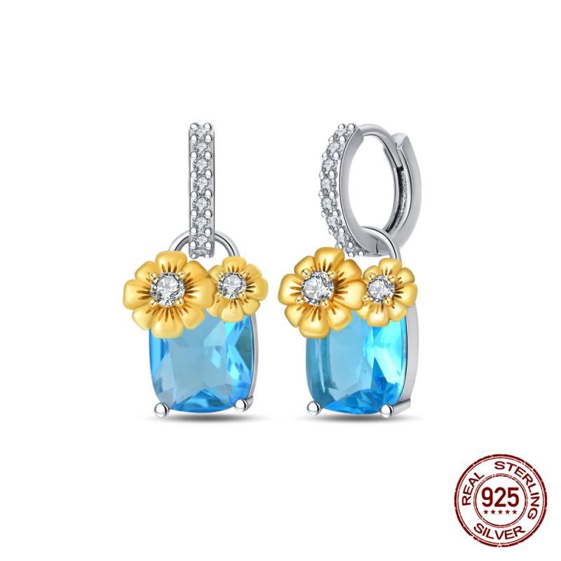 Original 100% S925 Silver Sunflower K Gold Pendant Earrings Iris Earrings Ladies Birthday Anniversary Gift