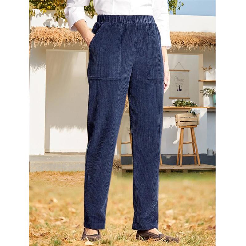 2024 Новые женские однотонные вельветовые прямые повседневные брюки с эластичной резинкой на талии