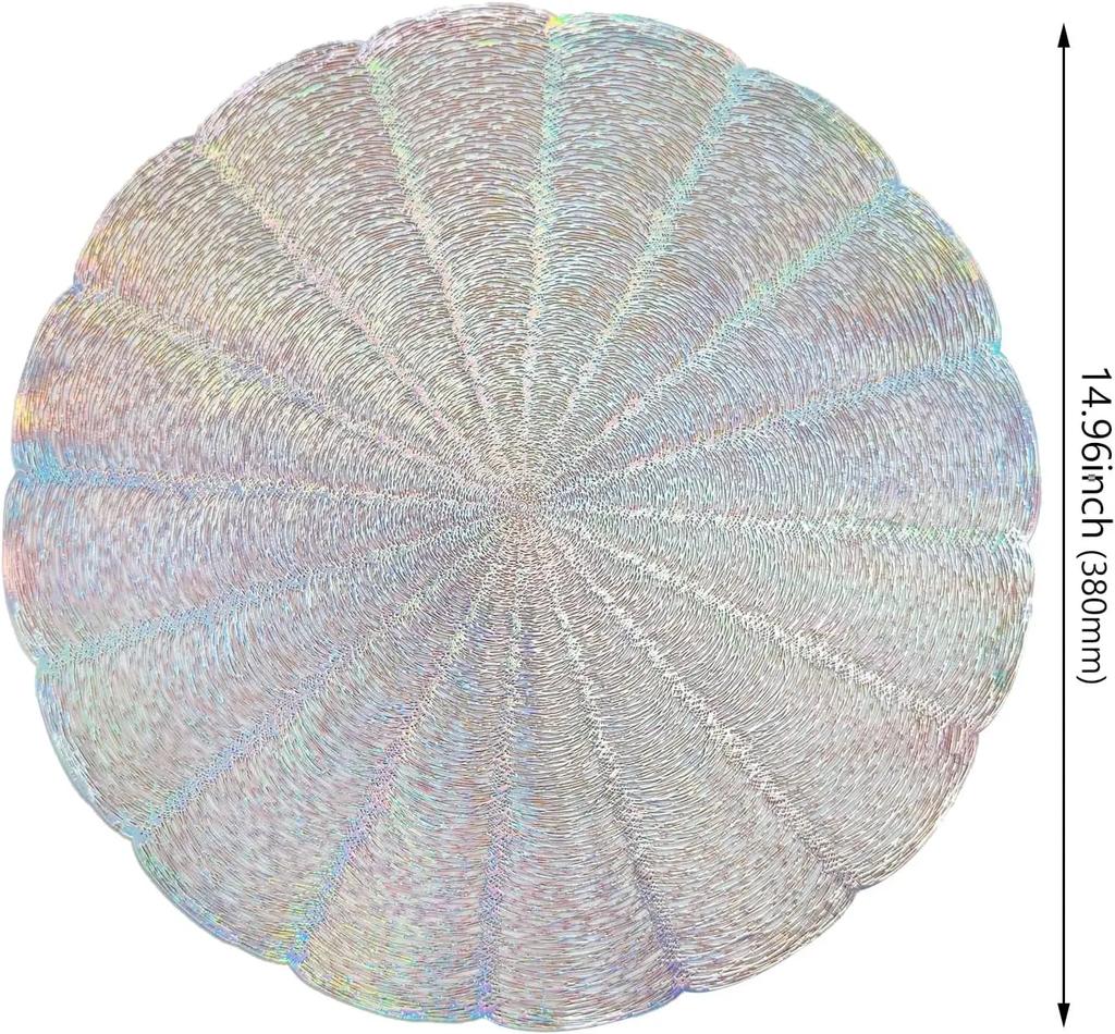 Набор из 6 подставок под тарелки Круглые Золотые Виниловые Легко моющиеся Нескользящие Жаростойкие 15" для Обеденного стола Свадебной вечеринки Фестиваля