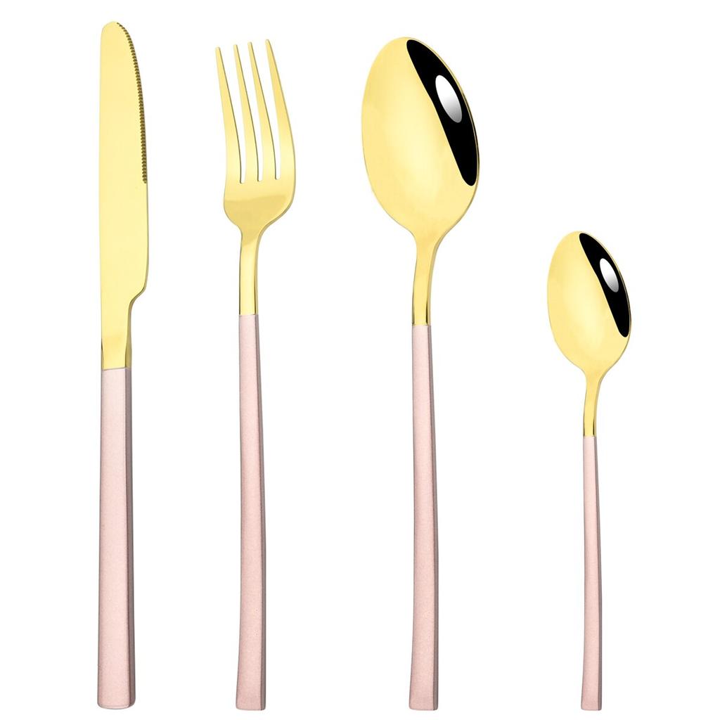 4Pcs Black Gold Cutlery Set Knives Fork Spoon Dinner Tableware Stainless Steel Dinnerware Party Kitchen Flatware Silverware Set