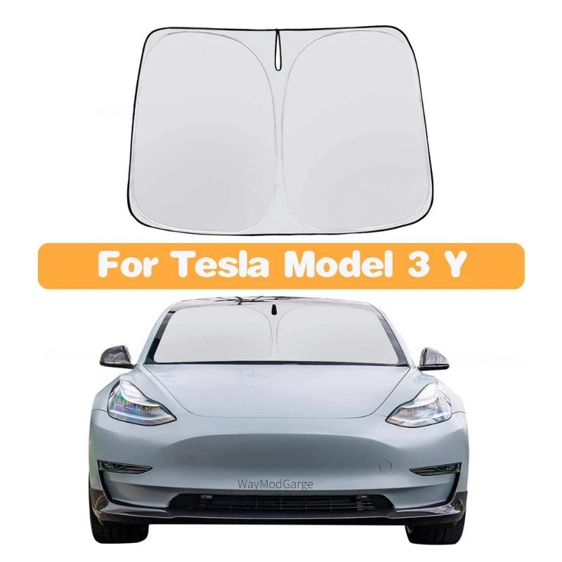 Windshield Sun Visor Foldable Sun Shade Cover for Tesla Model Y Juniper Model 3 Highland 2021-2025 Front Window UV Protection