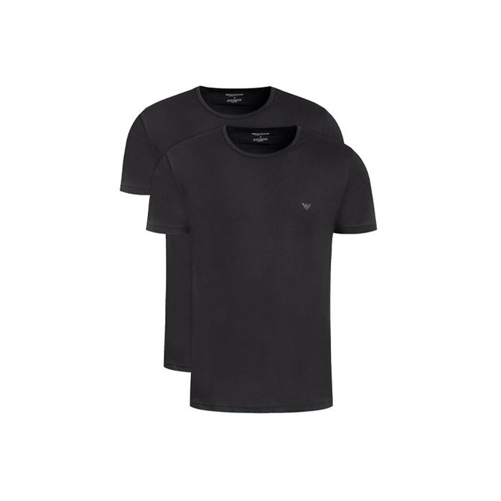 EMPORIO ARMANI T Shirts Men's Black 2 Pack Crew Neck Thin Straight Fit 111647-CC722-07320