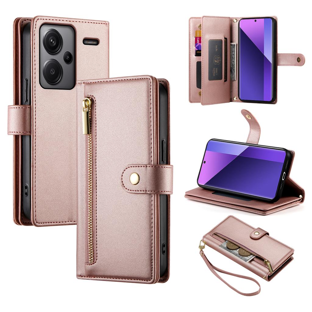DF-011 For Xiaomi Redmi Note 13 Pro+ 5G Case Zipper Wallet Leather Phone Cover Stand View