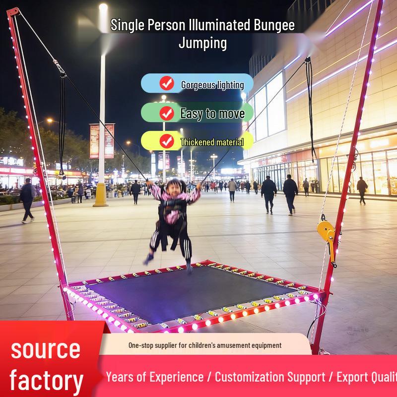 Night Market Guitar-Theme Four-Person Glowing Trampoline with Coconut Tree Design