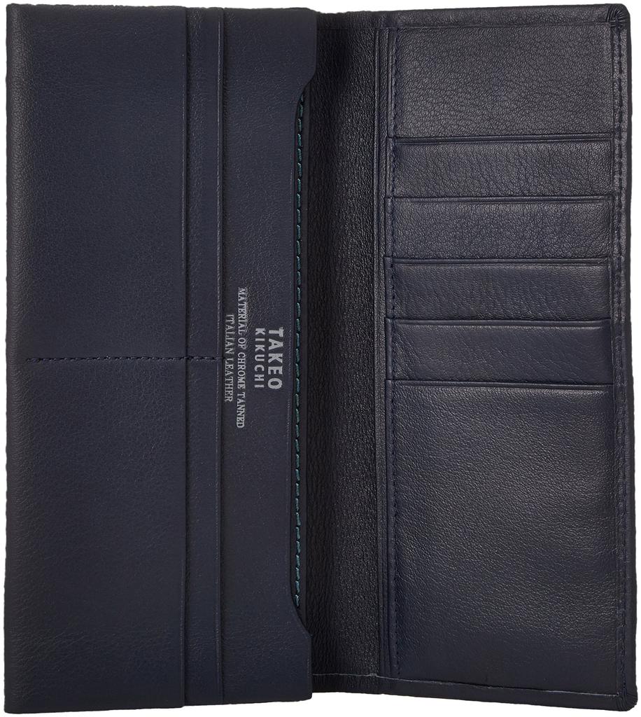 Мужской длинный кошелек-бифолд Takeo Kikuchi, без отделения для монет, серия Morbido, темно-синий