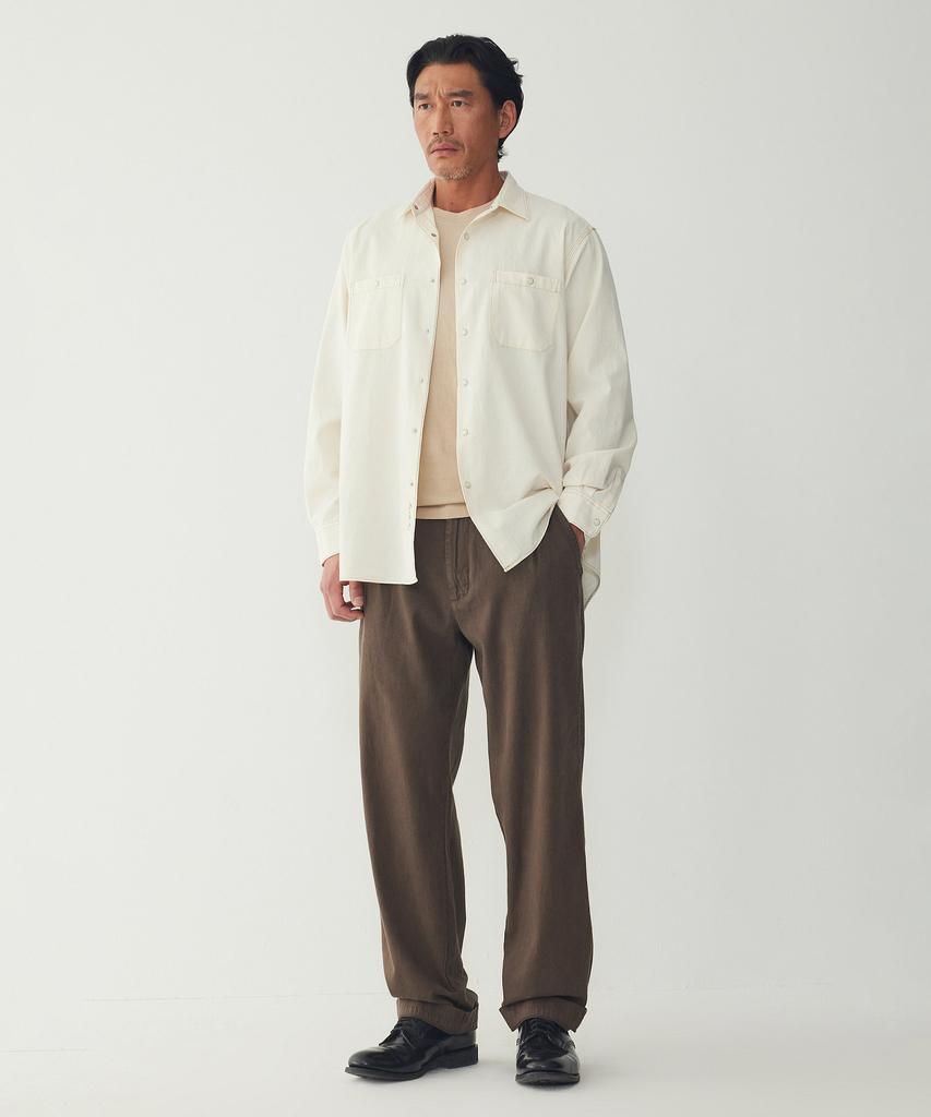 MAN ON THE BOON Chambray Work Shirt_Ecru 4716103015