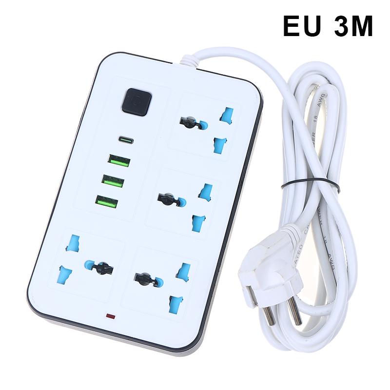 НоваяEU US вилка Сетевой фильтр 2/3-контактный 1 TypeC 3 USB-порта 4 гнезда 2/3/5M удлинитель Розетка для зарядки Электрическая розетка