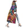 Fashionable Women's Printed Pocket Double Breasted Coat Cardigan Coat