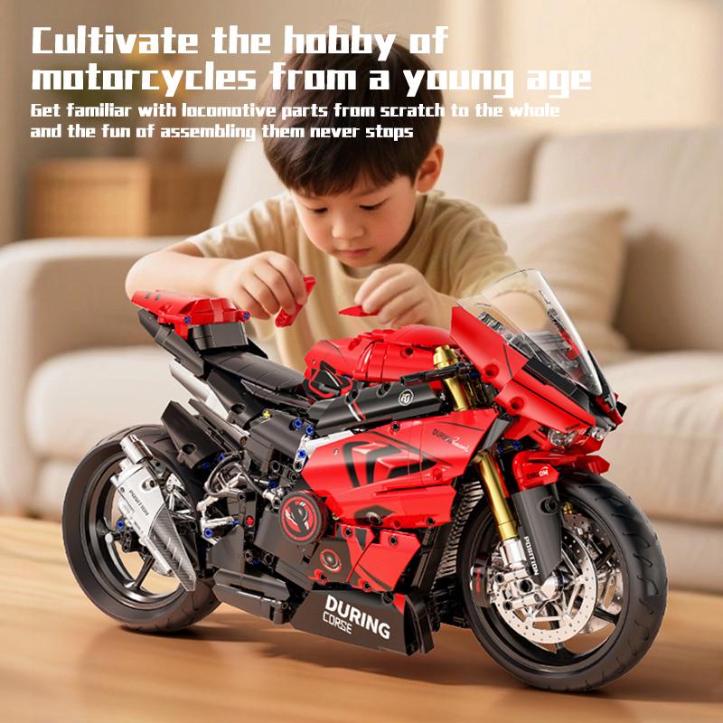 TOYLINX High-Tech 2024PCS 1:5 Scale Motorcycle Building Blocks City Motorbike Locomotive Modular Bricks Model Toys For Kid Gifts