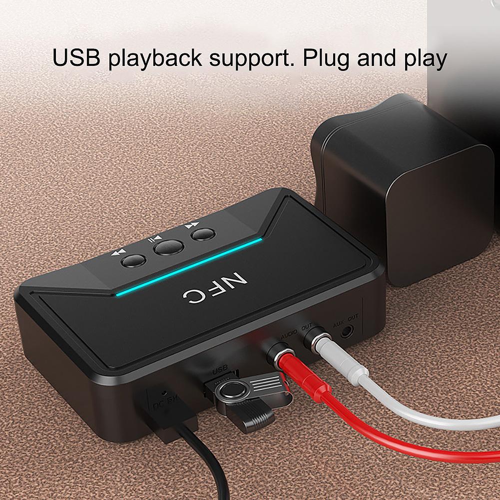 Bluetooth 5.0 Приемник Умный NFC A2DP RCA AUX 3.5мм Jack Беспроводной Адаптер Для Автомобиля Домашнего Динамика Наушников