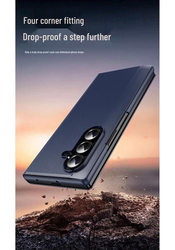 Кожаный чехол-книжка Samsung Z Fold 8 Ultra с умным боковым окном - Business Edition.