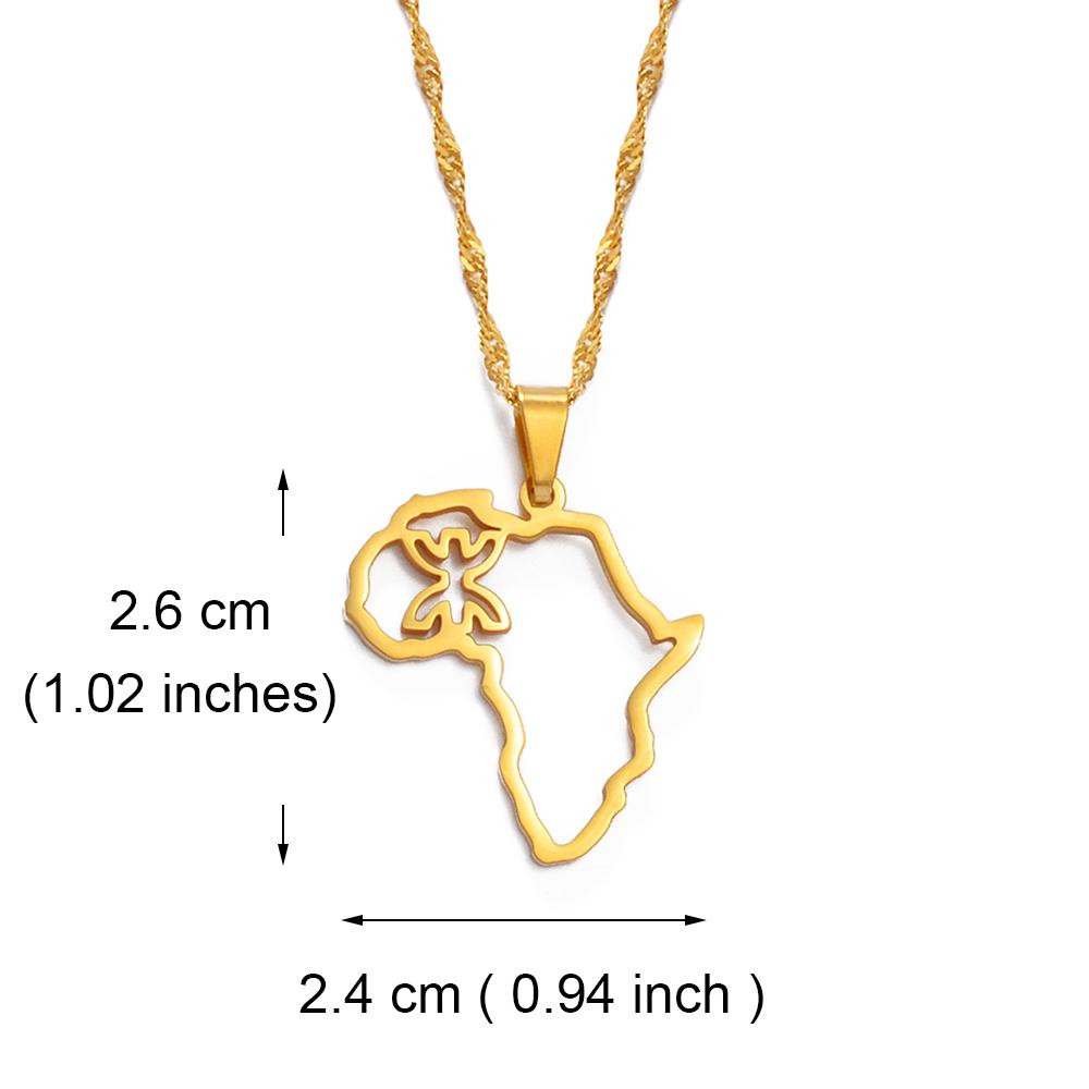 Anniyo Outline Africa Map Berbers Pendant Necklaces African Berber Jewelry for Women Men @250621