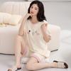 Пижама женская из чистого хлопка с короткими рукавами, студенческий пуловер с рисунком из хлопка, корейская версия, женская домашняя одежда