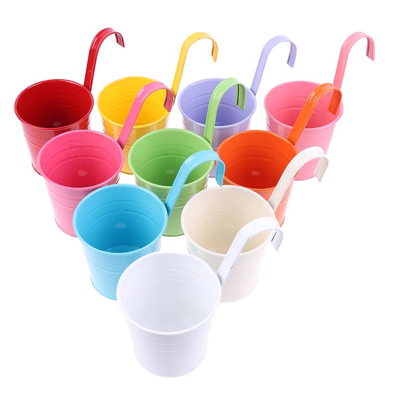 Metal Iron Hanging Flower Pot Container Home Balcony Garden Planter Barrel