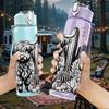1PC Highland Cow Cactus Desert Print 750ml Color Plastic Sports Water Bottle Leakproof Flip Straw Lid Suitable for Sports Office Home Use