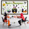 Pasimy Halloween Bulletin Board Decorations Set Halloween Theme Classroom Decor Spider Bat Ghost Pumpkin Cutouts with Borders for Home School Party