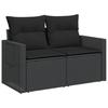 Vidaxl Sofa Ogrodowa Z Poduszkami, 2-Osobowa, Czarna, Polirattan