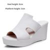 Тапочки на платформе, женские летние туфли на толстой подошве, сандалии из натуральной кожи, белые 2025, женские босоножки на танкетке, уличные женские шлепанцы