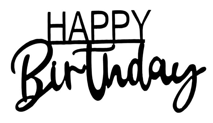 Acrylic Cake Topper Happy Birthday Black Wz2